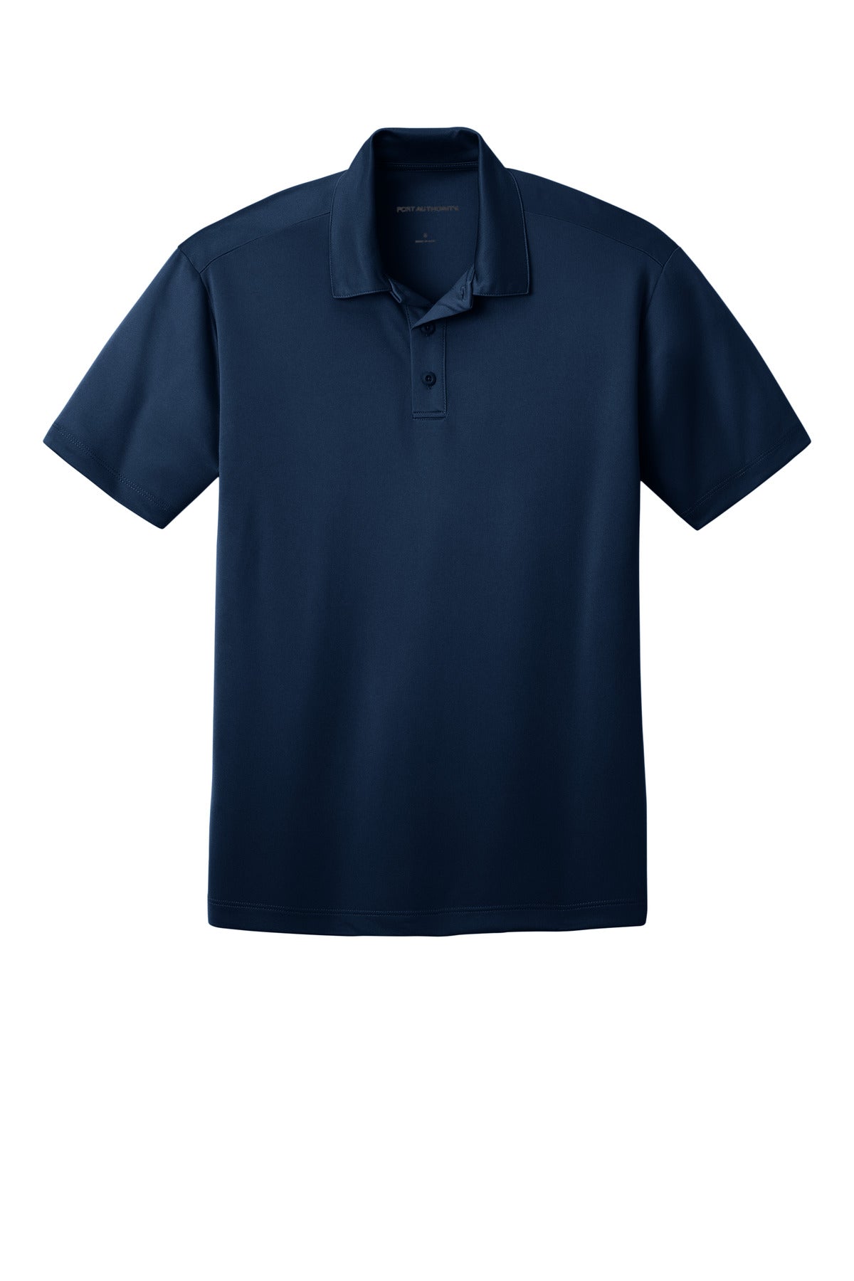 Front View of Navy Port Authority Tall Silk Touch Performance Polo. TLK540 plain