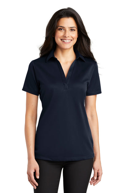 Front View of Navy Port Authority Women's Silk Touch Performance Polo. L540 plain
