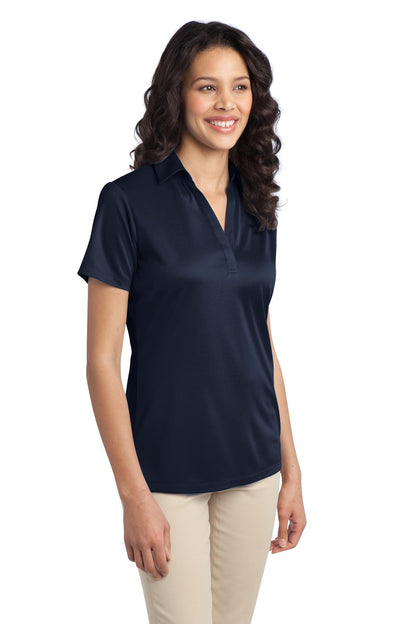 Front View of Navy Port Authority Women's Silk Touch Performance Polo. L540 plain