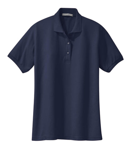 Front View of Navy Port Authority Women's Silk Touch Polo. L500 plain