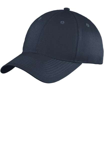 Front View of Navy Port Authority Youth Six-Panel Unstructured Twill Cap. YC914 plain