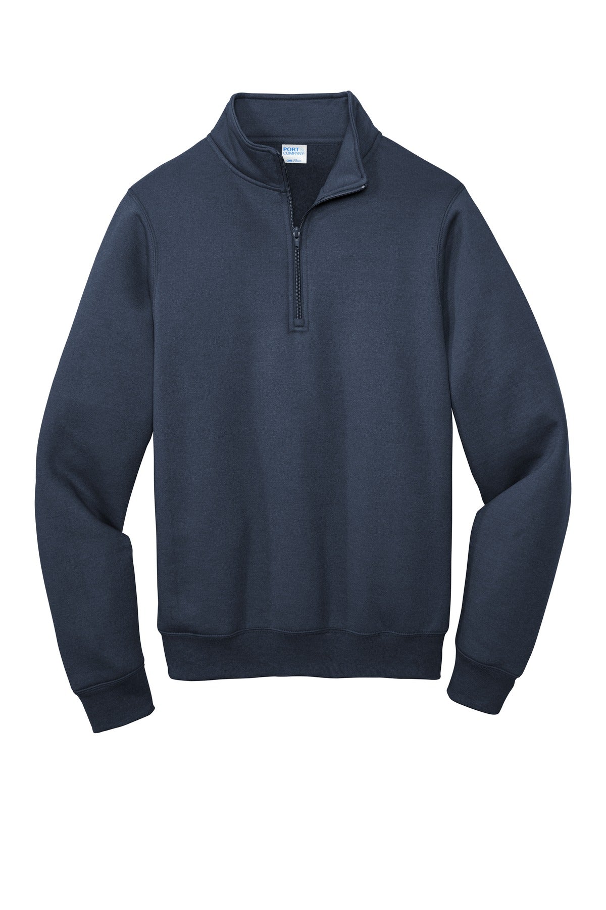 Front View of Navy Port & Co Core Fleece 1/4-Zip Pullover Sweatshirt PC78Q