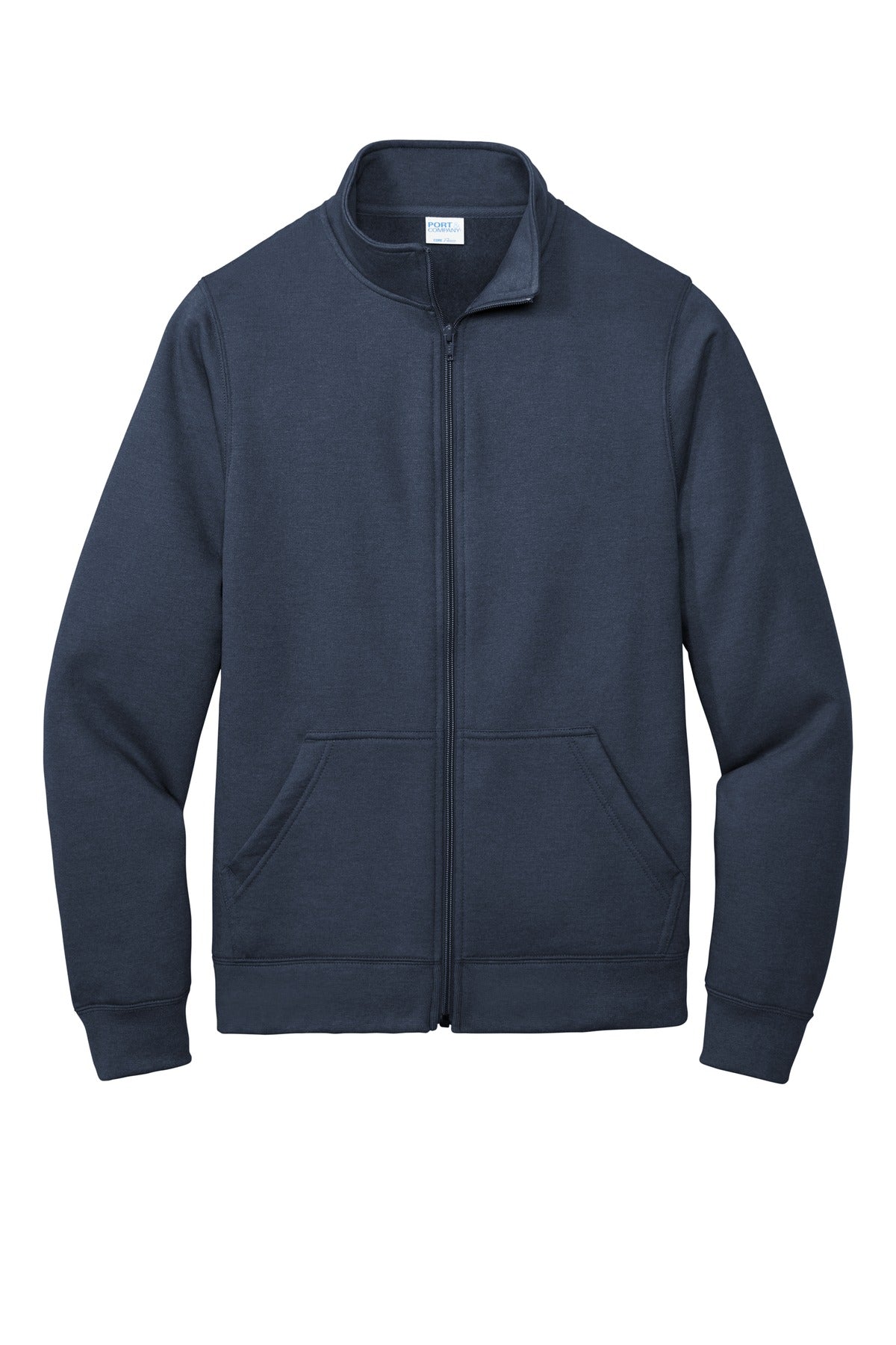 Front View of Navy Port & Co Core Fleece Cadet Full-Zip Sweatshirt PC78FZ plain