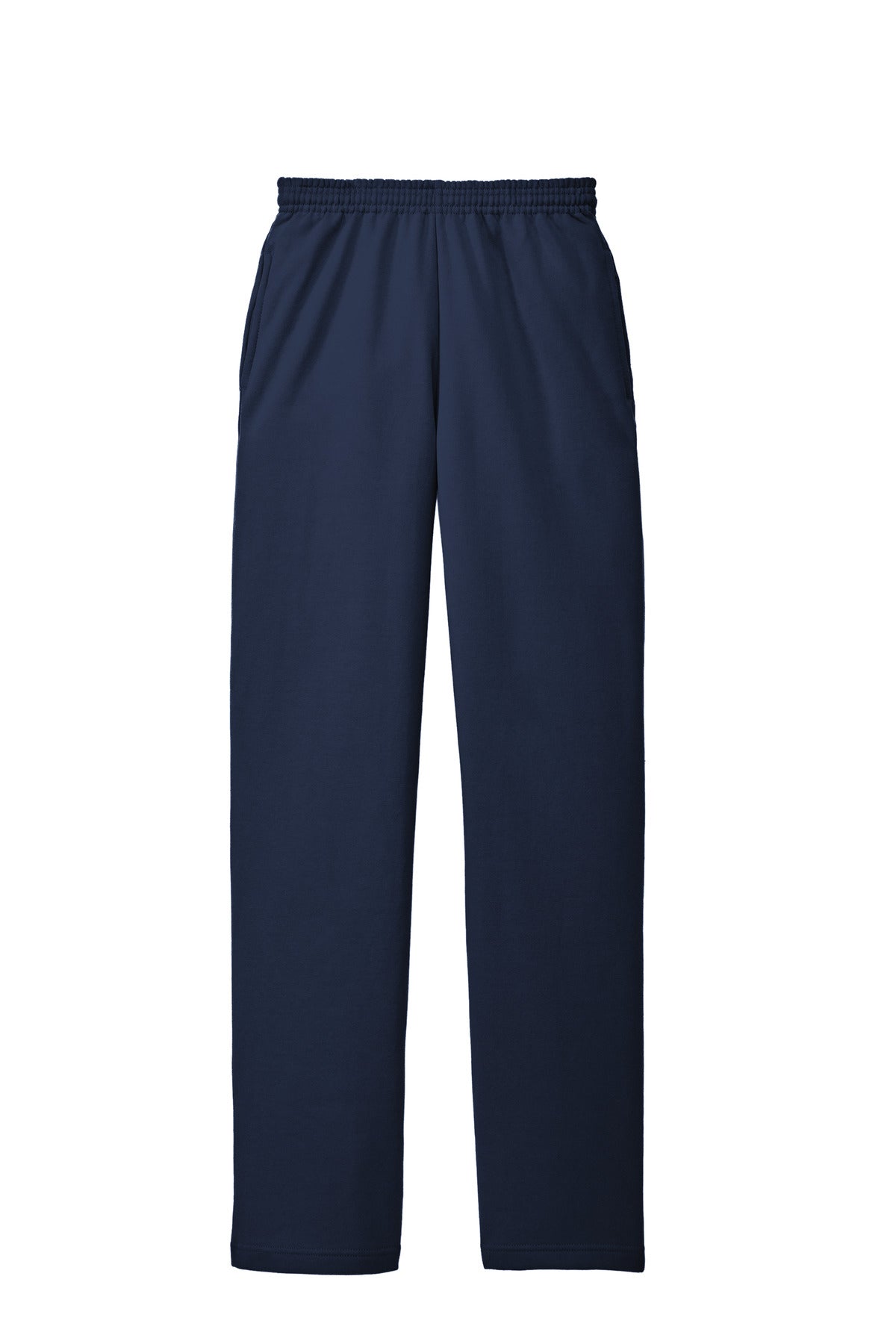 Front View of Navy Port & Co Core Fleece Sweatpant with Pockets. PC78P plain