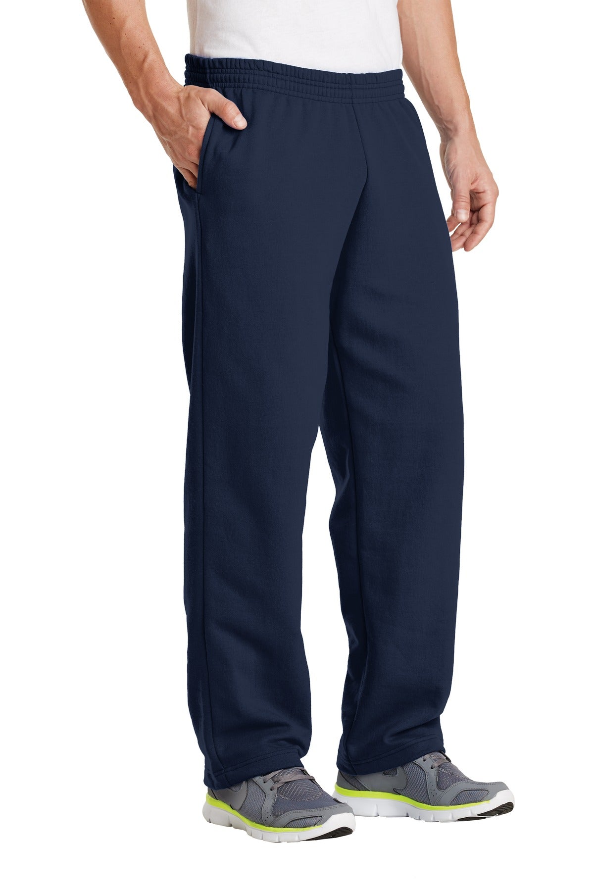 Front View of Navy Port & Co Core Fleece Sweatpant with Pockets. PC78P plain