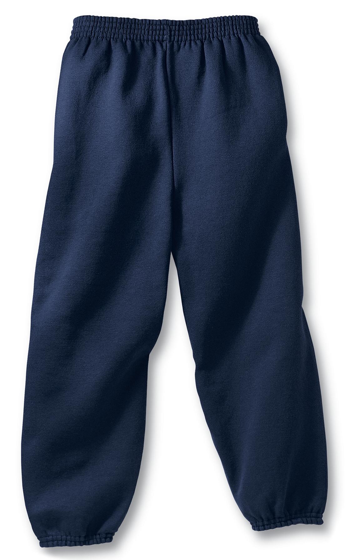 Front View of Navy Port & Co Essential Fleece Sweatpant with Pockets. PC90P plain