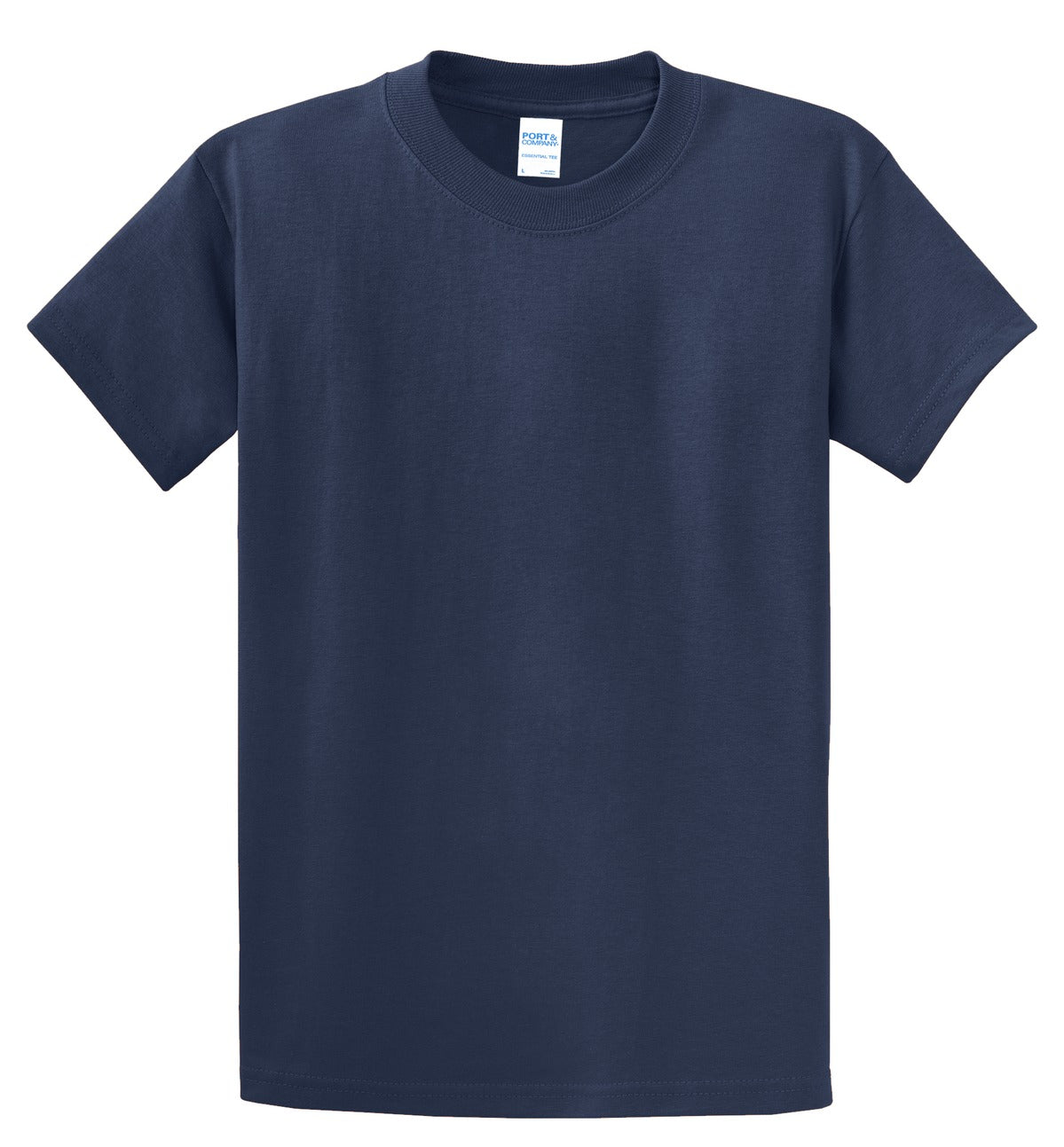 Front View of Navy Port & Co Essential Tee. PC61 plain