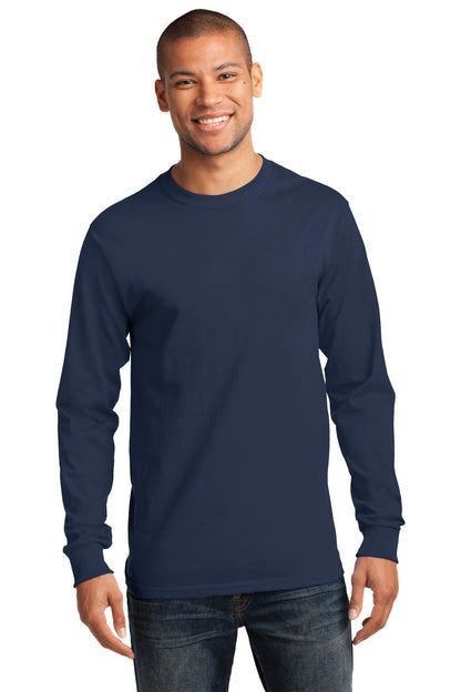 Front View of Navy Port & Co Long Sleeve Essential Tee. PC61LS plain