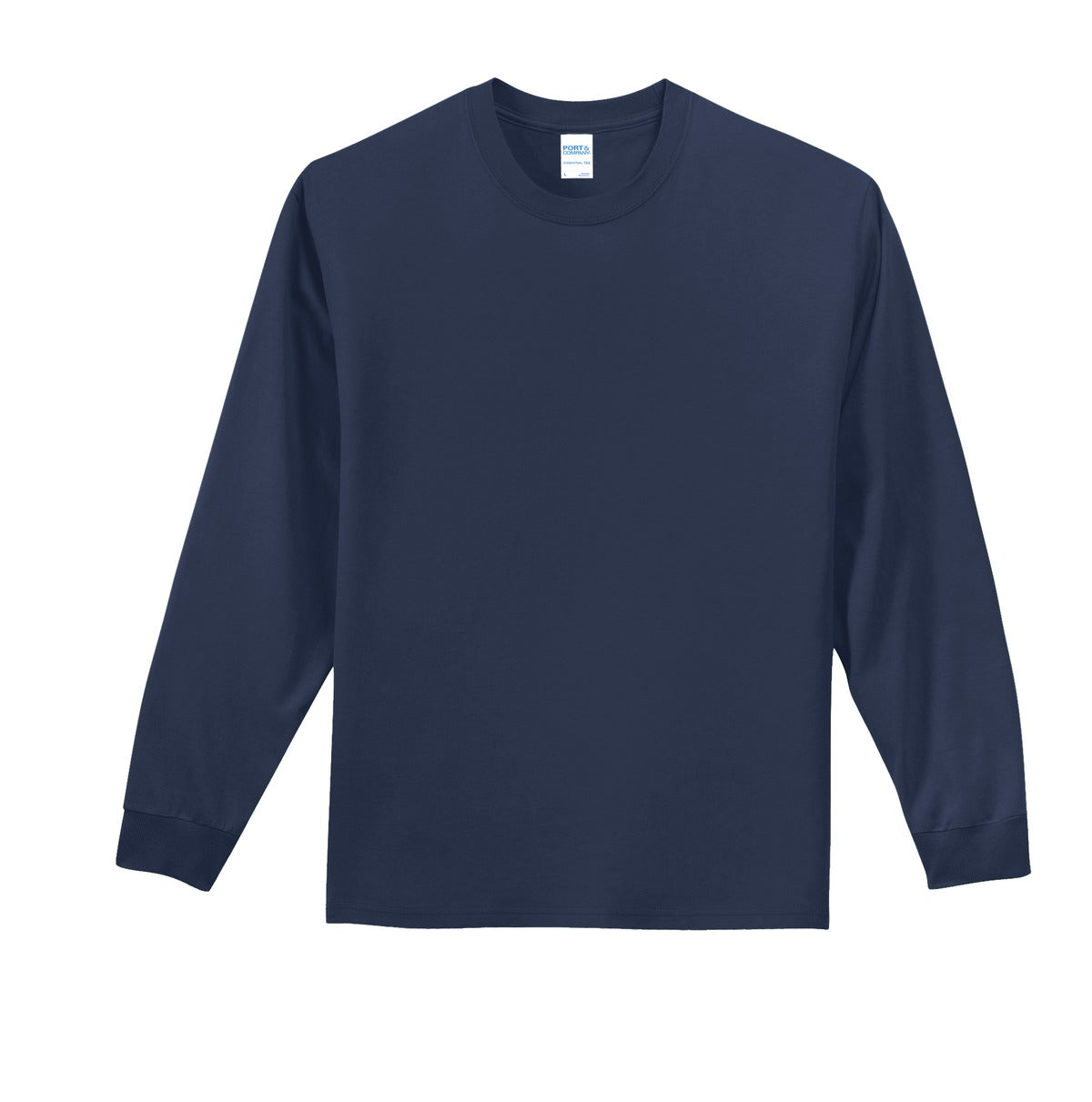 Front View of Navy Port & Co Long Sleeve Essential Tee. PC61LS plain