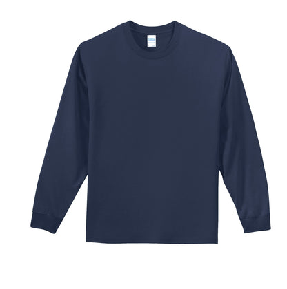Front View of Navy Port & Co Long Sleeve Essential Tee. PC61LS plain