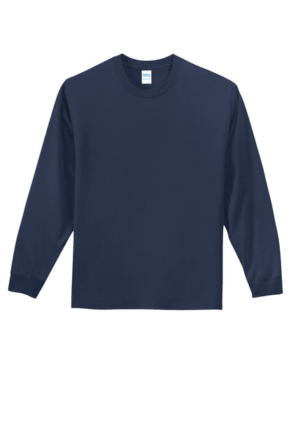 Front View of Navy Port & Co Long Sleeve Essential Tee. PC61LS plain