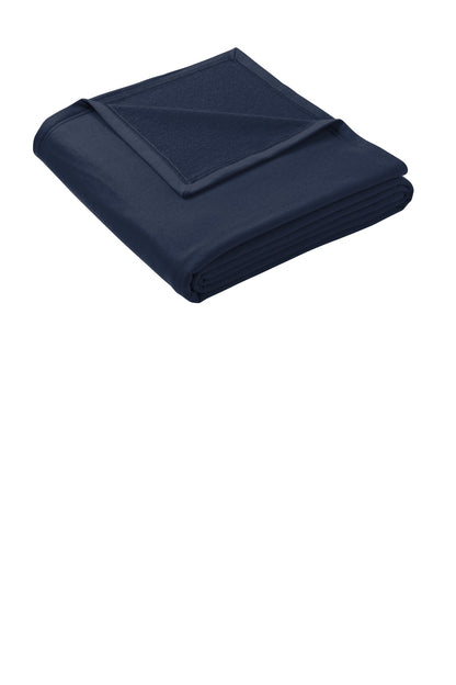 Front View of Navy Port & Co Oversized Core Fleece Sweatshirt Blanket BP79 plain