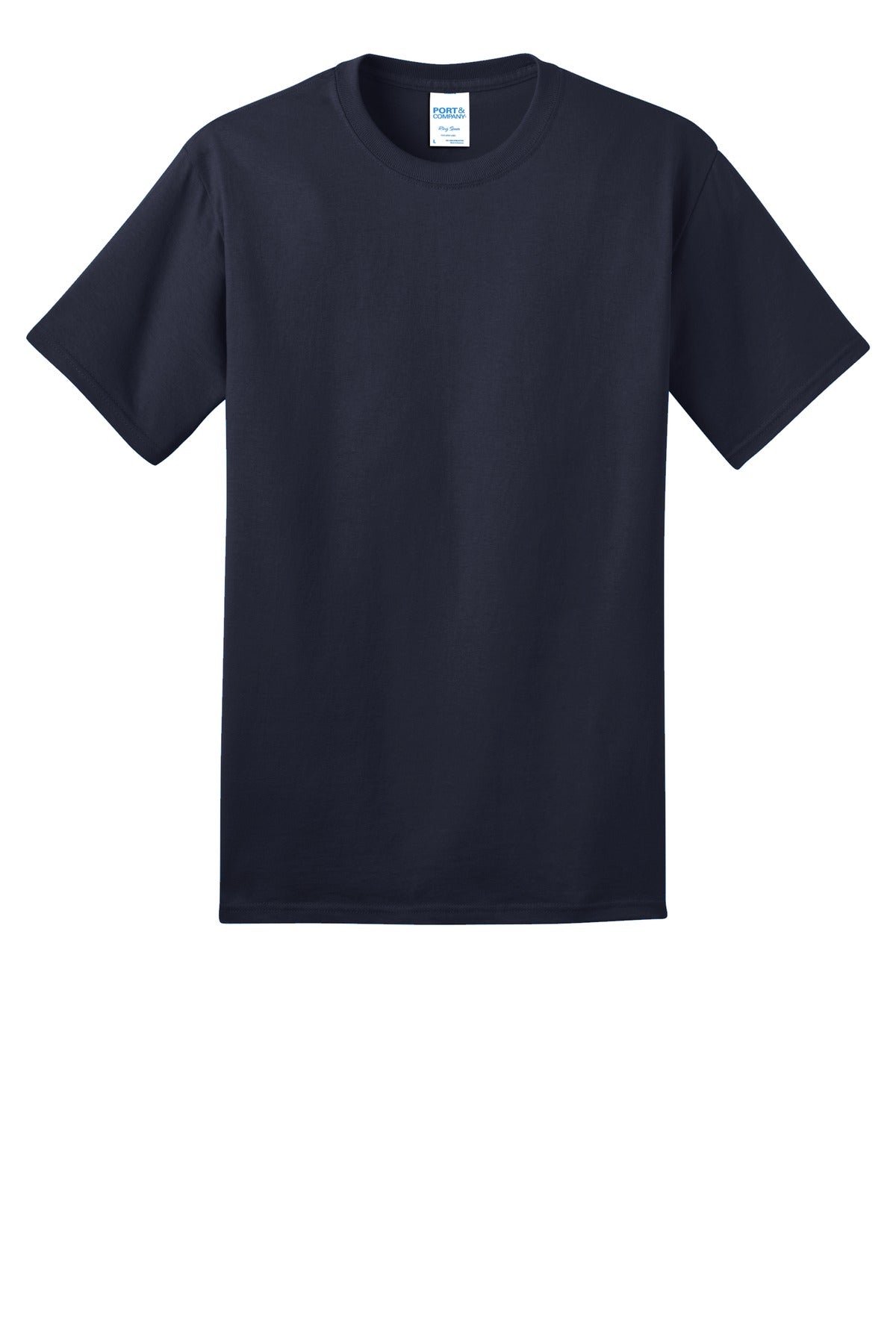 Front View of Navy Port & Co Ring Spun Cotton Tee. PC150 plain