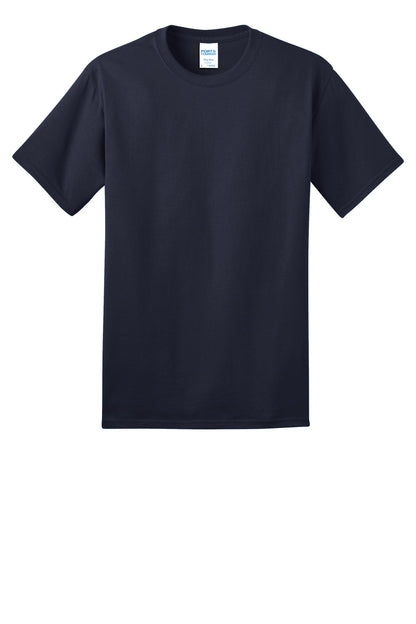 Front View of Navy Port & Co Ring Spun Cotton Tee. PC150 plain