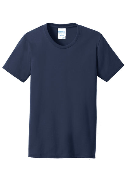 Front View of Navy Port & Co Women's Core Blend Tee. LPC55 plain