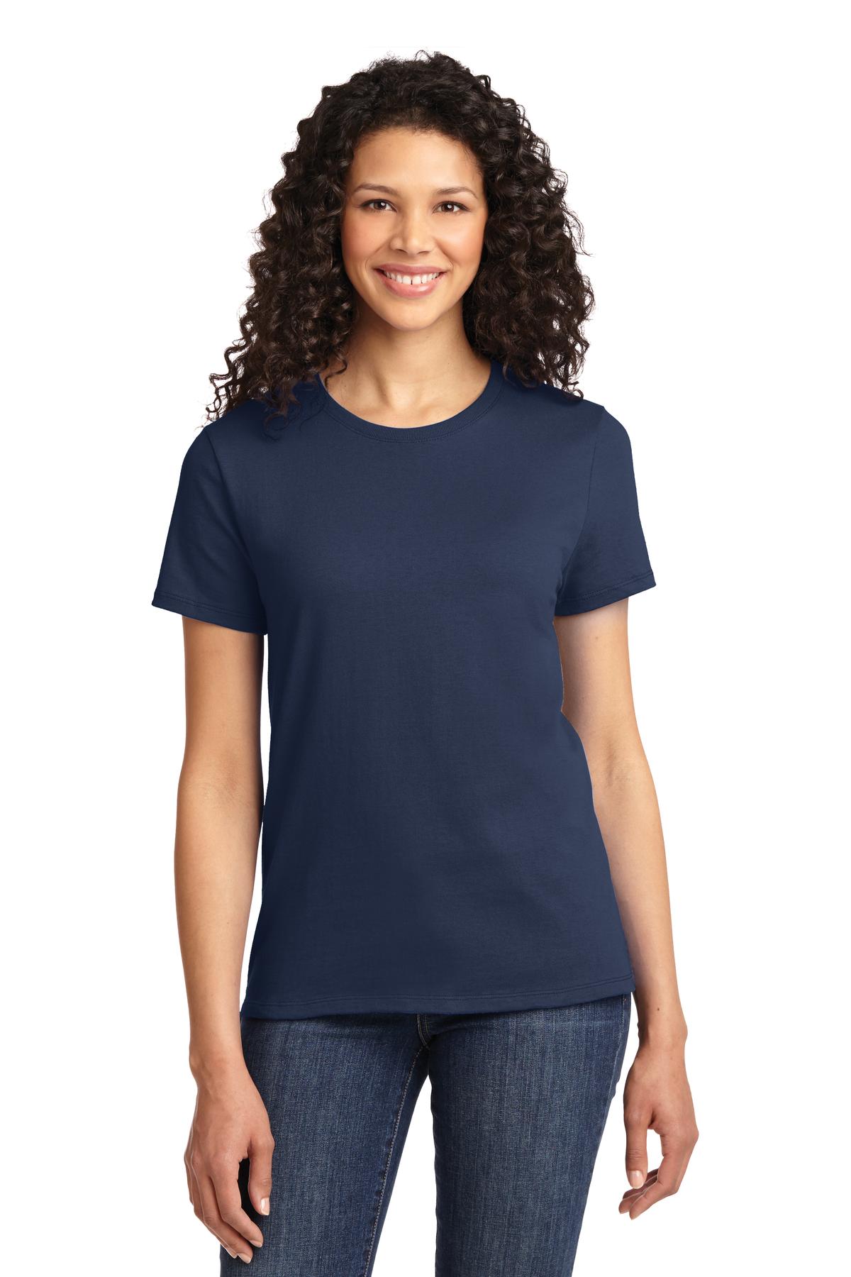 Front View of Navy Port & Co Women's Essential Tee. LPC61 plain