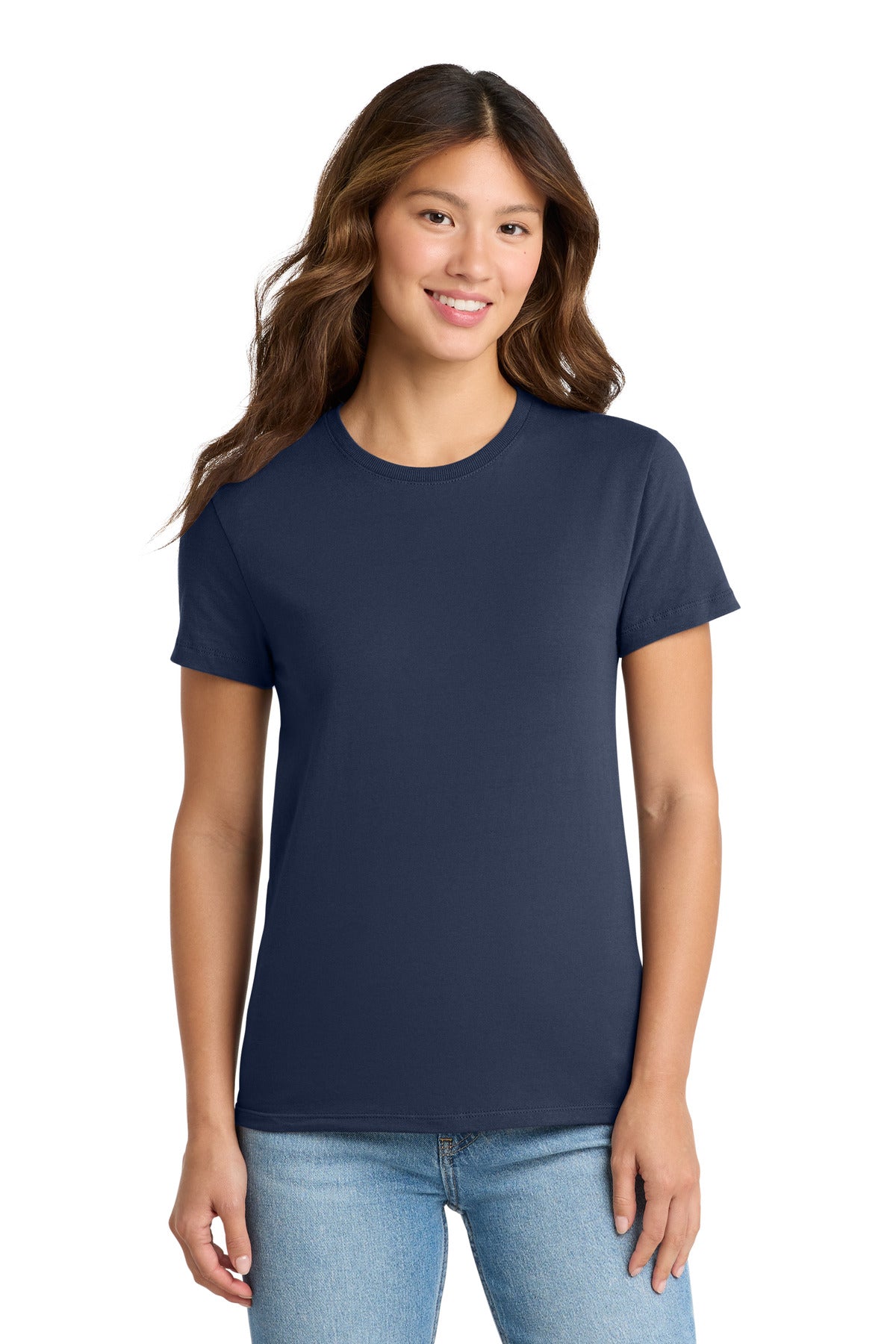 Front View of Navy Port & Co Women's Essential Tee. LPC61 plain
