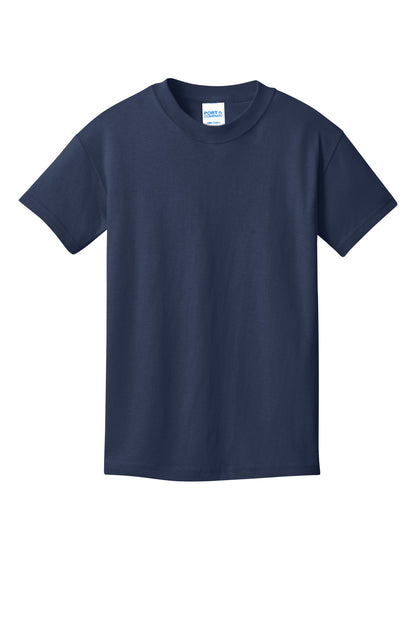 Front View of Navy Port & Co Youth Core Cotton DTG Tee PC54YDTG plain
