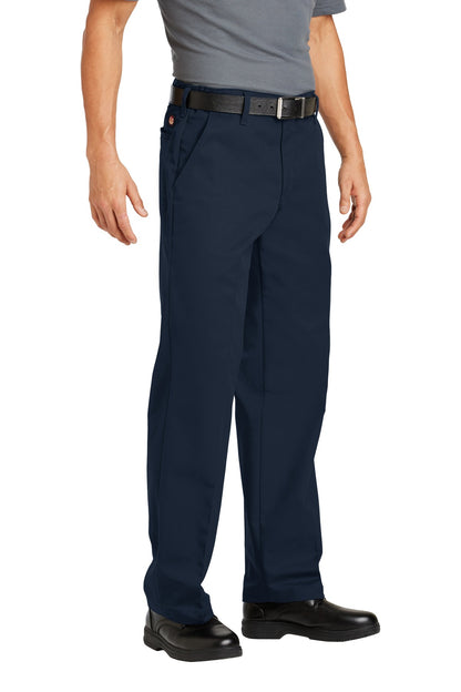 Front View of Navy Red Kap Elastic Insert Pant. PT60 plain