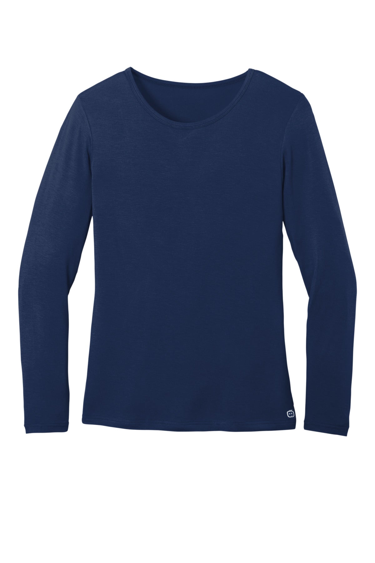 Front View of Navy Wink Women's Long Sleeve Layer Tee WW4029 plain