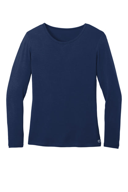 Front View of Navy Wink Women's Long Sleeve Layer Tee WW4029 plain