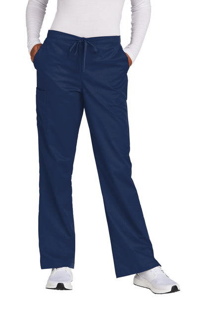 Front View of Navy Wink Women's WorkFlex Flare Leg Cargo Pant WW4750 plain