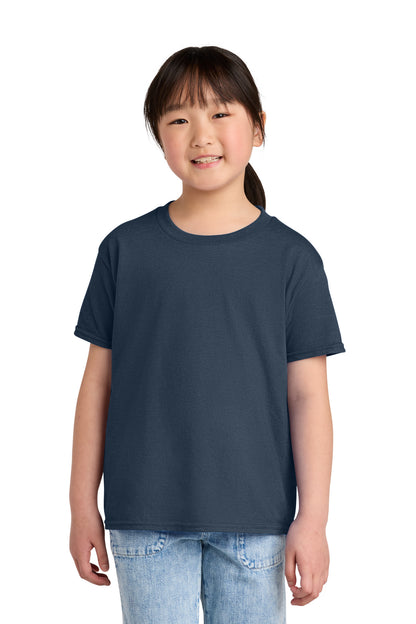 Front View of NavyMist Gildan Youth Softstyle CVC Tee 64000BCVC plain