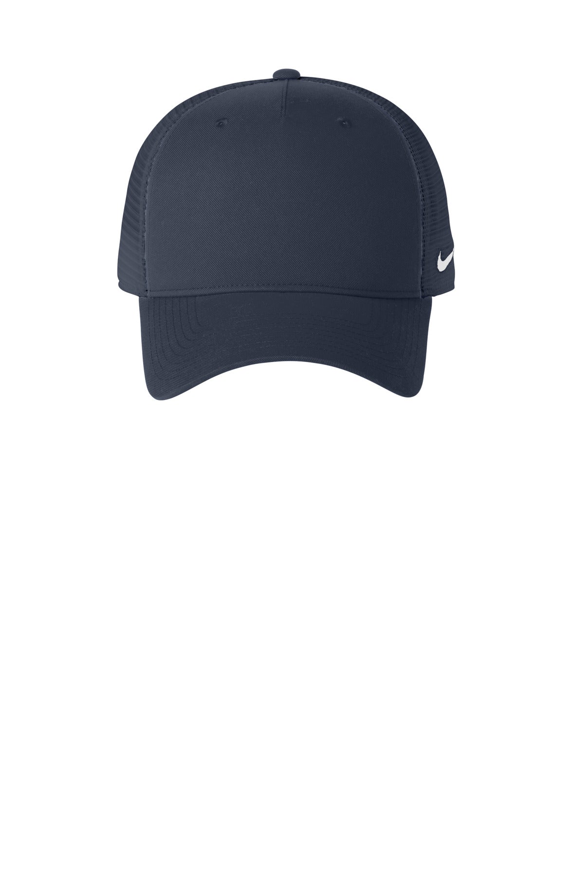 Front View of Navy/Navy Nike Snapback Mesh Trucker Cap NKFN9893 plain
