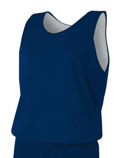 Front View of Navy/White A4 Sprint Youth Reversible Mesh Tank A4N2206 plain