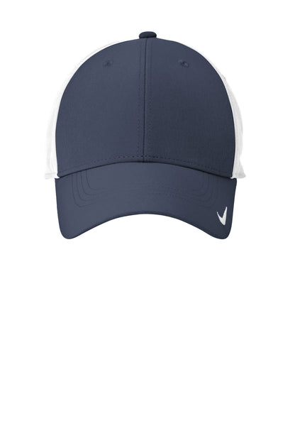 Front View of Navy/White Nike Dri-FIT Legacy Cap NKFB6447 plain