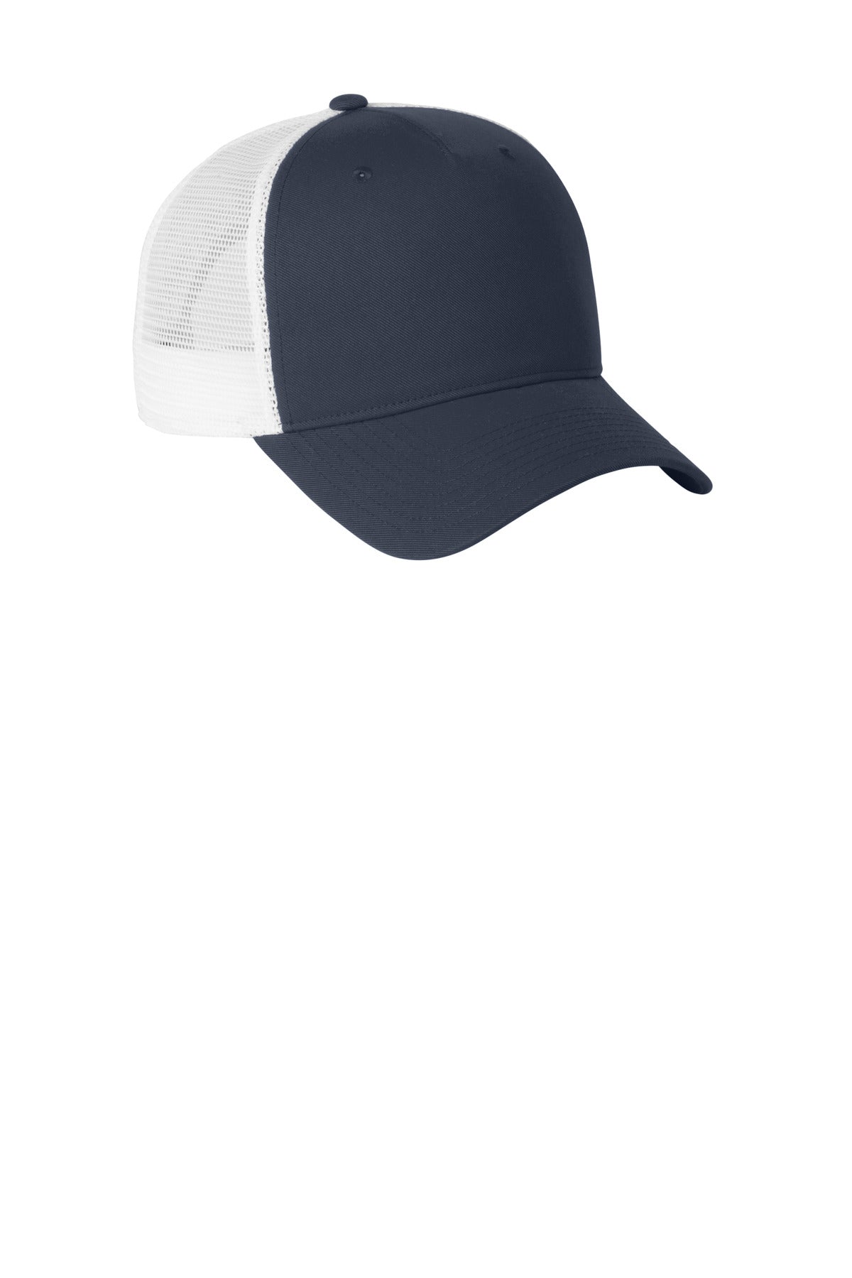 Front View of Navy/White Nike Snapback Mesh Trucker Cap NKFN9893 plain