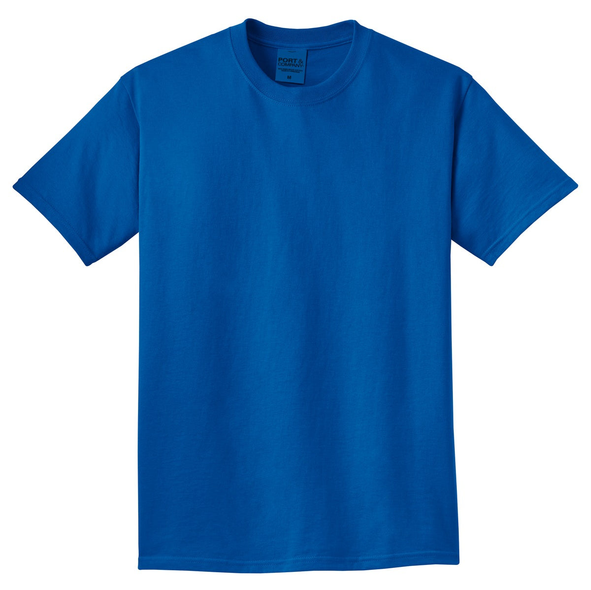Front View of Neon Blue Port & Co Beach Wash Garment-Dyed Tee. PC099 plain
