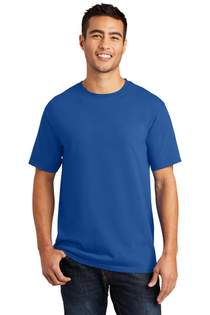 Front View of Neon Blue Port & Co Beach Wash Garment-Dyed Tee. PC099 plain