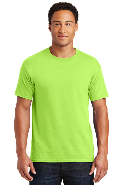 Front View of Neon Green Jerzees - Dri-Power 50/50 Cotton/Poly T-Shirt. 29M plain
