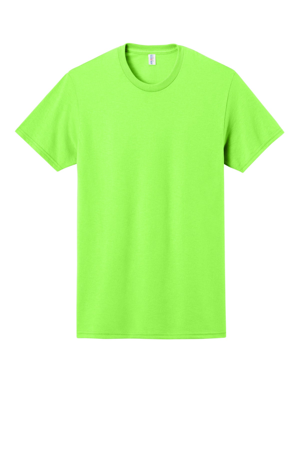 Front View of Neon Green Jerzees - Dri-Power 50/50 Cotton/Poly T-Shirt. 29M plain