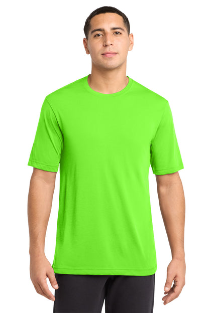Front View of Neon Green Sport-Tek PosiCharge Competitor Cotton Touch Tee. ST450 plain
