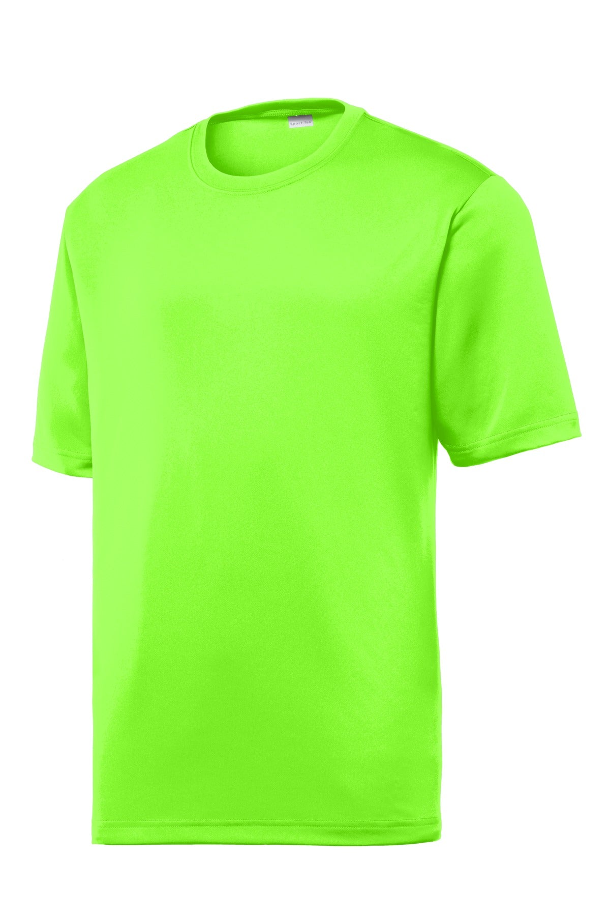 Front View of Neon Green Sport-Tek PosiCharge Tough Tee . ST320 plain