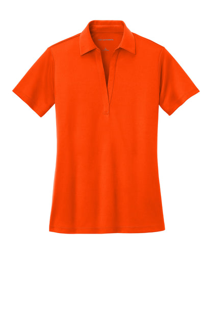 Front View of Neon Orange Port Authority Women's Silk Touch Performance Polo. L540 plain