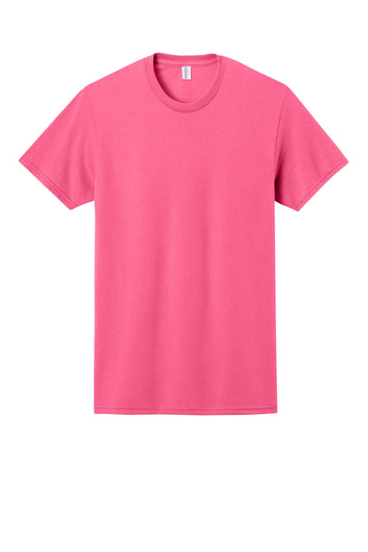 Front View of Neon Pink Jerzees - Dri-Power 50/50 Cotton/Poly T-Shirt. 29M plain