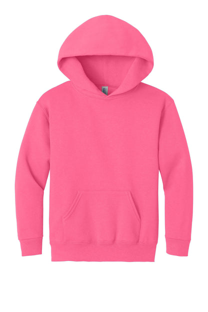 Front View of Neon Pink Jerzees - Youth NuBlend Pullover Hooded Sweatshirt. 996Y plain