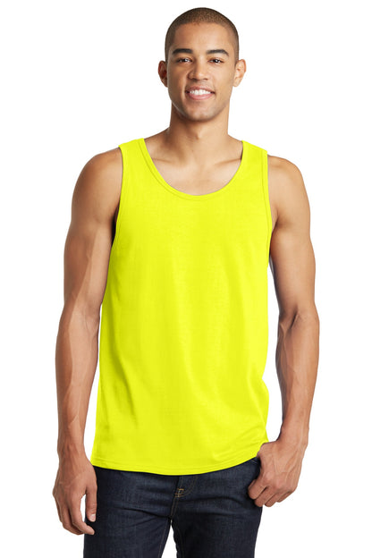 Front View of Neon Yellow District The Concert Tank . DT5300 plain