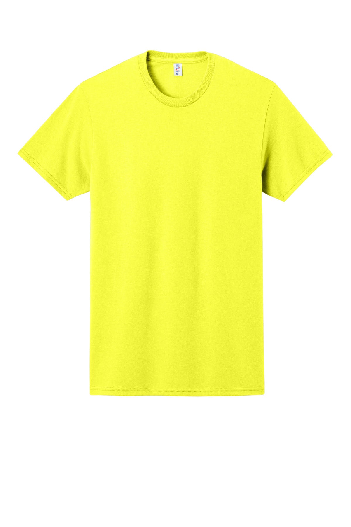 Front View of Neon Yellow Jerzees - Dri-Power 50/50 Cotton/Poly T-Shirt. 29M plain