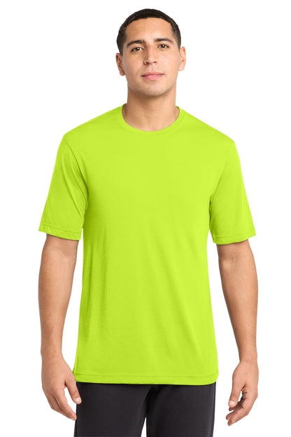 Front View of Neon Yellow Sport-Tek PosiCharge Competitor Cotton Touch Tee. ST450 plain