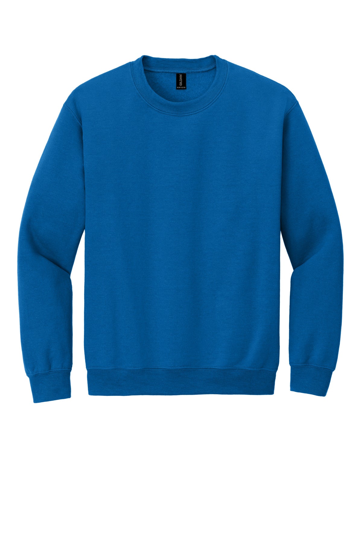Front View of NeonBlue Gildan Heavy Blend Crewneck Sweatshirt. 18000 plain