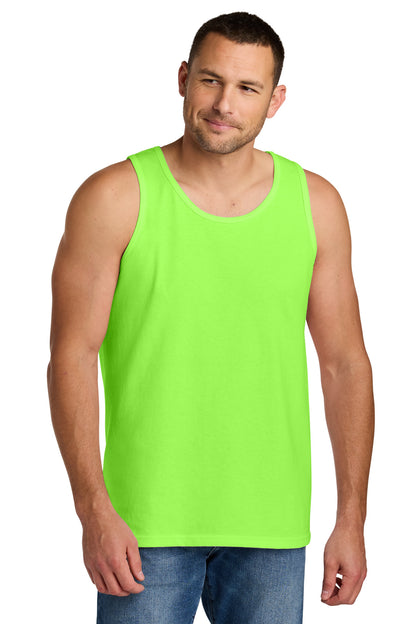Front View of NeonGreen Gildan Heavy Cotton Tank Top. G5200 plain