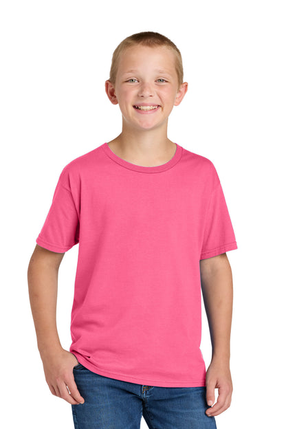 Front View of NeonPink Jerzees Classics Youth Cotton T-Shirt 363Y plain