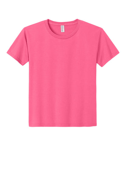 Front View of NeonPink Jerzees Classics Youth Cotton T-Shirt 363Y plain