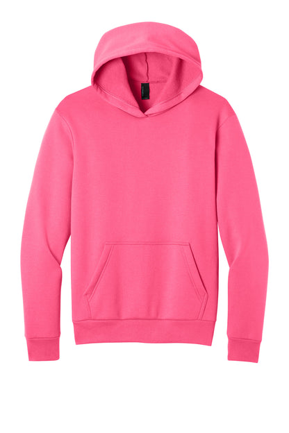 Front View of NeonPink Port & Co Easy Fleece Pullover Hooded Sweatshirt PC68H plain