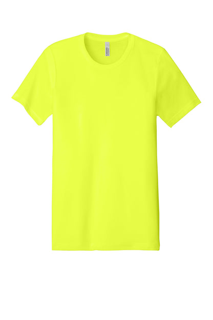 Front View of NeonYellow BELLA+CANVAS Unisex Heather CVC Short Sleeve Tee. BC3001CVC plain