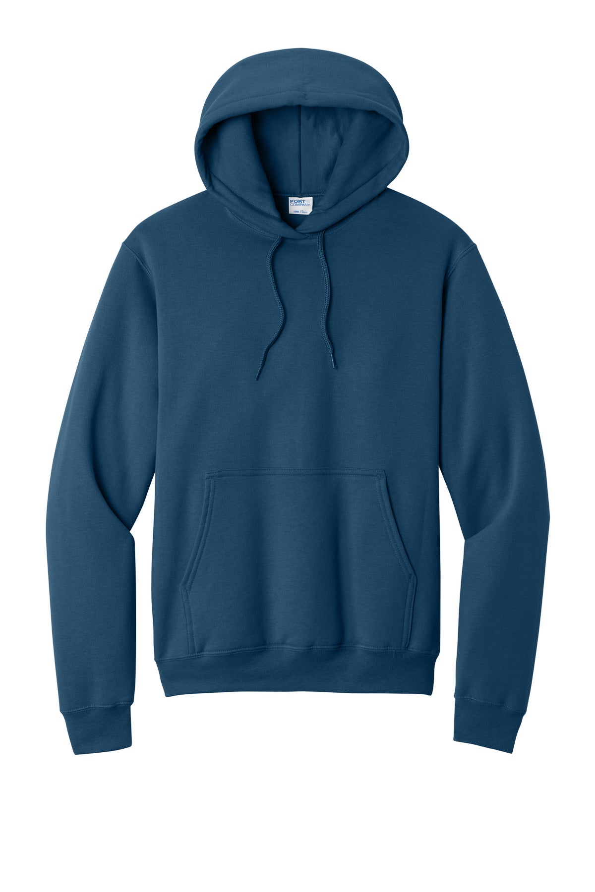 Front View of NeptuneBl Port & Co Core Fleece Pullover Hooded Sweatshirt. PC78H plain